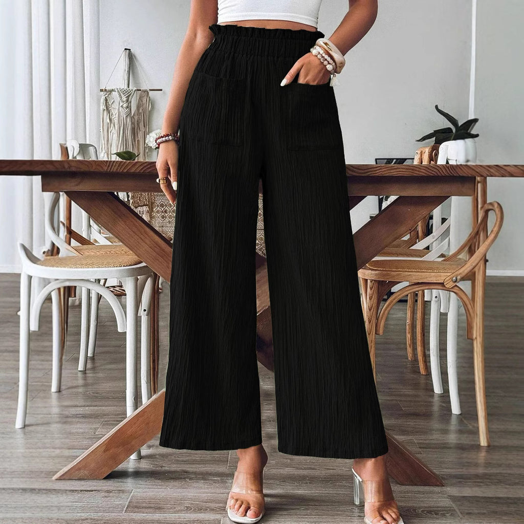 2026 European And American Women's Clothing Solid Color Casual Straight-Leg Pants
