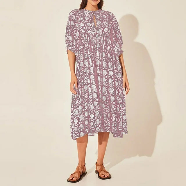 2026 Hot Sale Personality Literature European and American Style Cotton Floral Fashion Printed Women's Dress