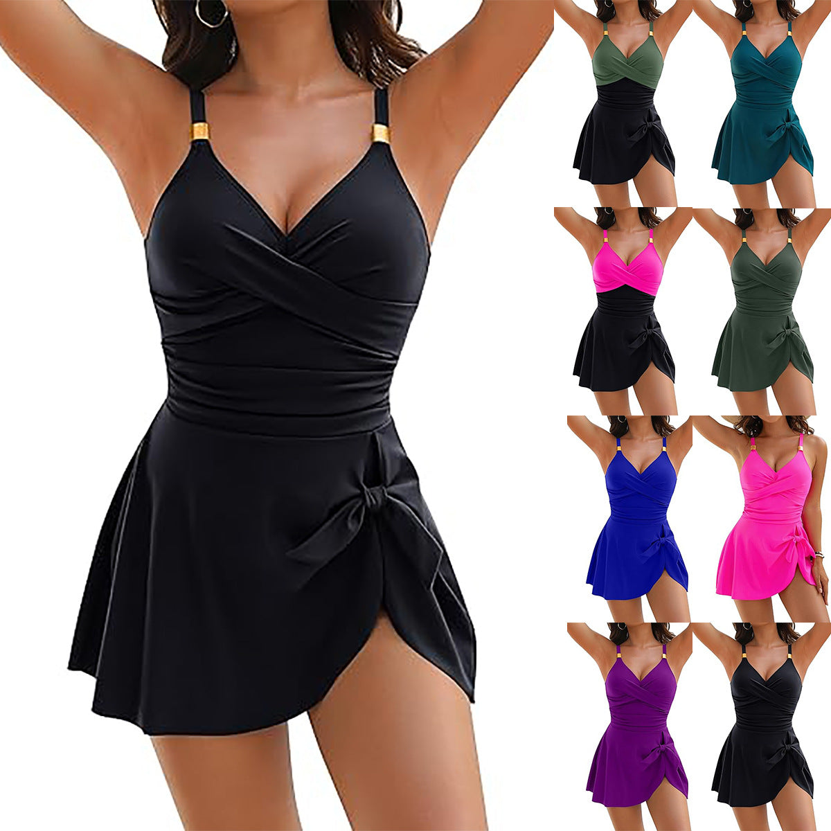 2026 new swimsuit European and American belly cover and thin one-piece swimsuit women