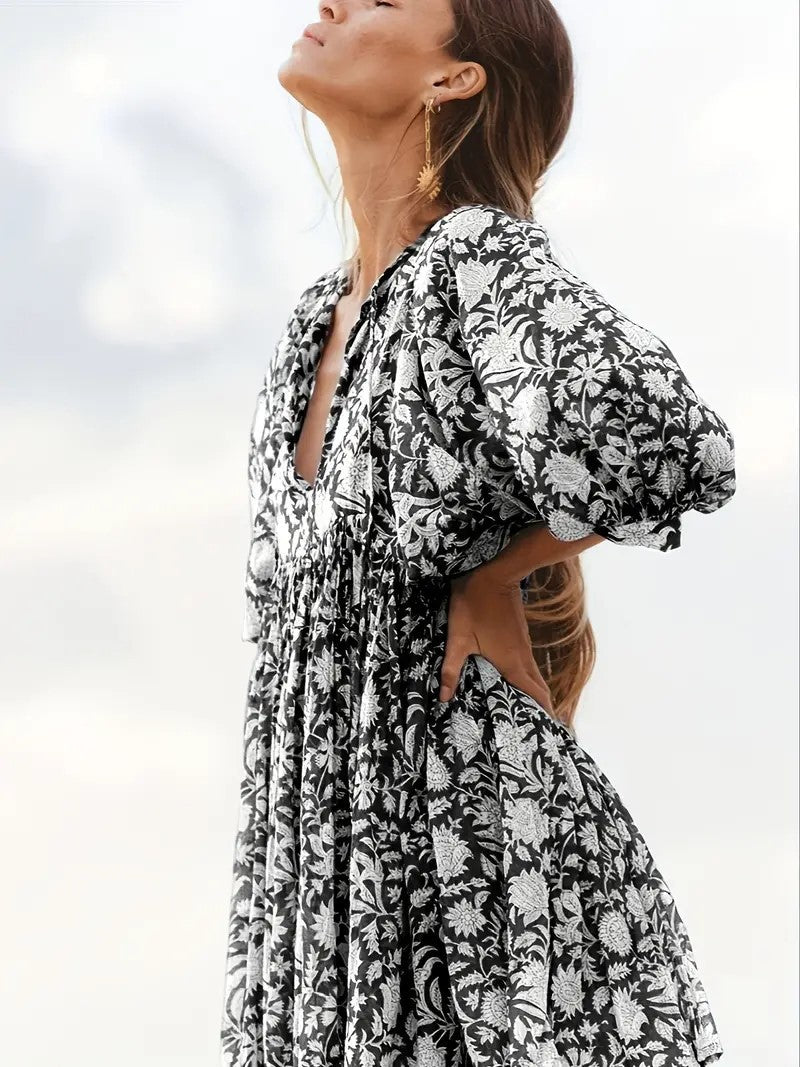 2026 Hot Sale Personality Literature European and American Style Cotton Floral Fashion Printed Women's Dress