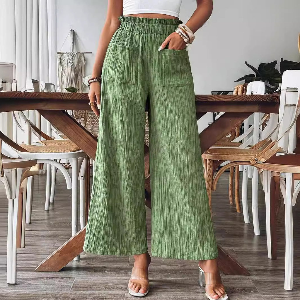 2026 European And American Women's Clothing Solid Color Casual Straight-Leg Pants