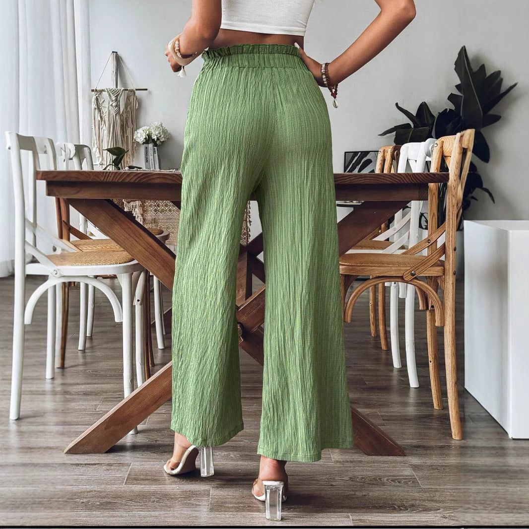 2026 European And American Women's Clothing Solid Color Casual Straight-Leg Pants