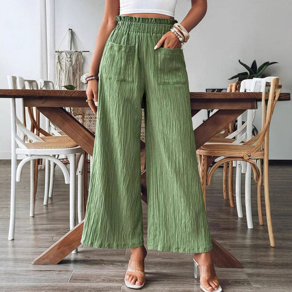 2026 European And American Women's Clothing Solid Color Casual Straight-Leg Pants