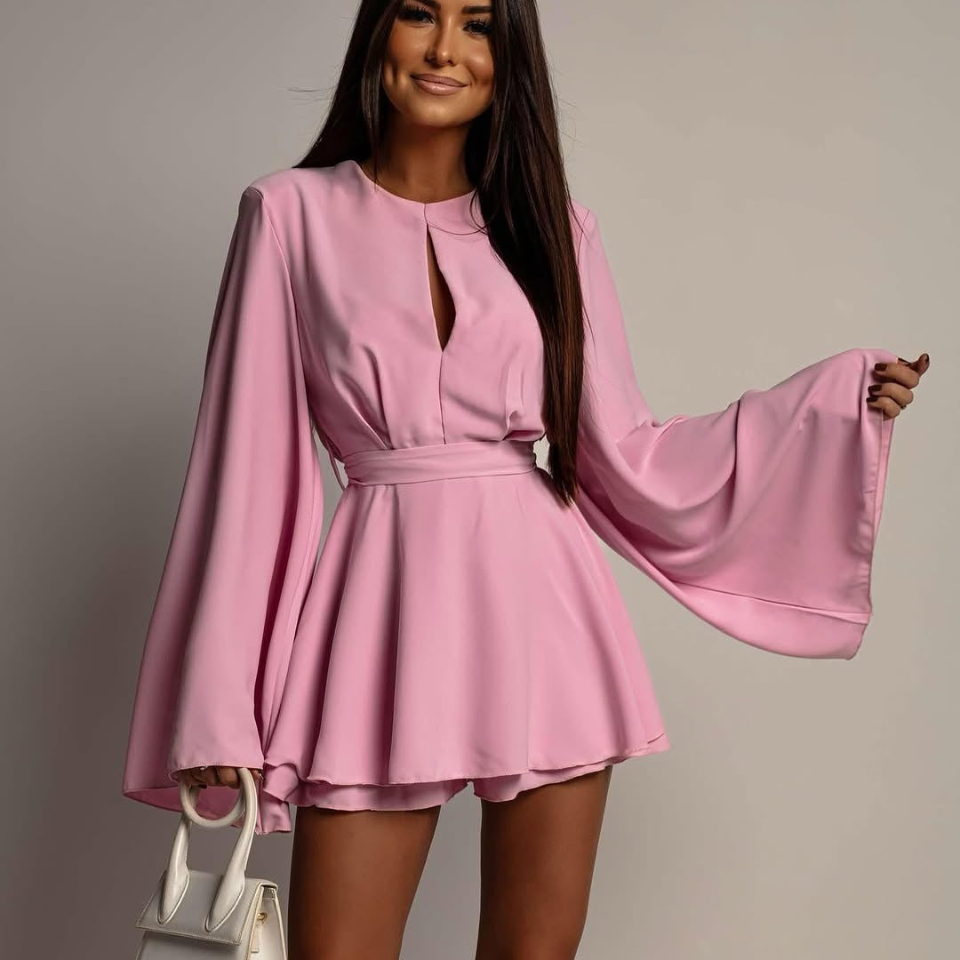 2026 European and American women's clothing new fashion temperament backless short skirt waist thin dress