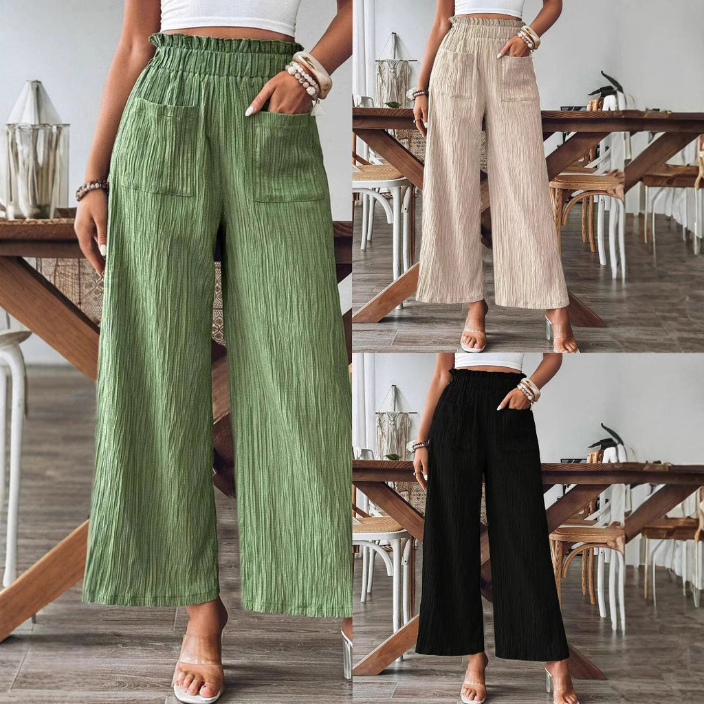 2026 European And American Women's Clothing Solid Color Casual Straight-Leg Pants