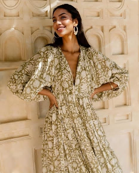 2026 Hot Sale Personality Literature European and American Style Cotton Floral Fashion Printed Women's Dress