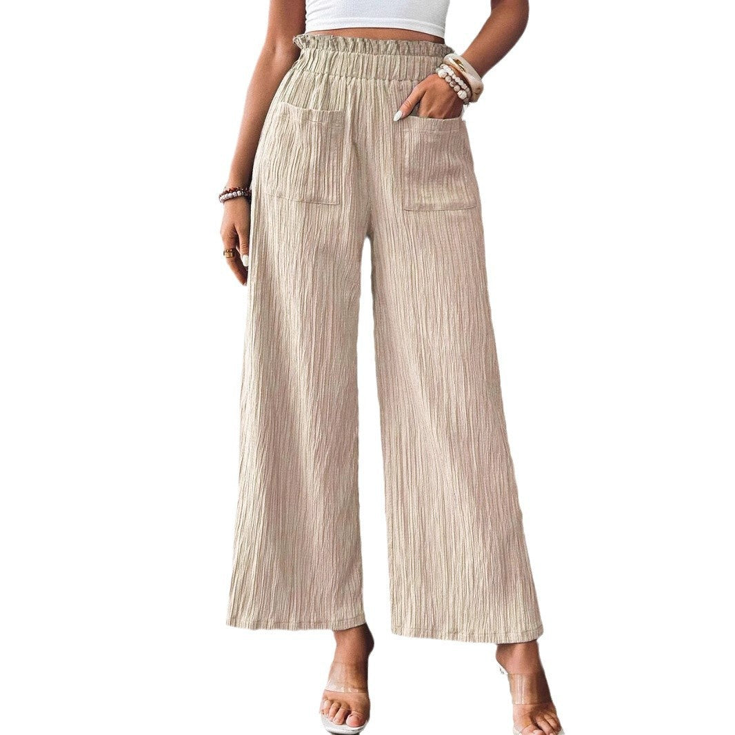 2026 European And American Women's Clothing Solid Color Casual Straight-Leg Pants
