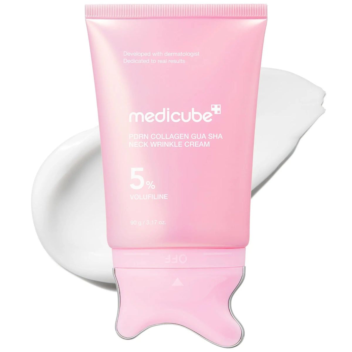 [NEW] [medicube] PDRN Collagen Gua Sha Neck Wrinkle Cream | Built-In Gua Sha Massager with Volufiline 5%25 + PDRN | Firming, Contour Care for the Look of Fine Lines, Jawline, Neck, Décolleté,Underarms, Chest, Legs, Shoulder | Massage Cream | Korean Skinca
