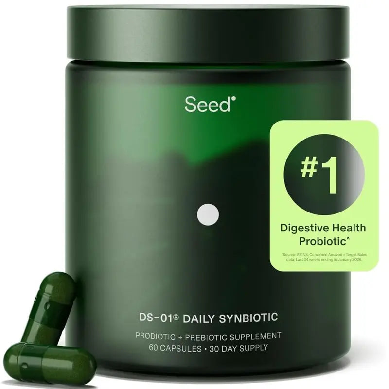 Seed DS-01 Daily Synbiotic - Prebiotic and Probiotic for Women & Men - Digestive Health, Gut Health, Immune Support, Bloating & Constipation Relief - Vegan & Shelf-Stable - 30-Day Starter (60ct)