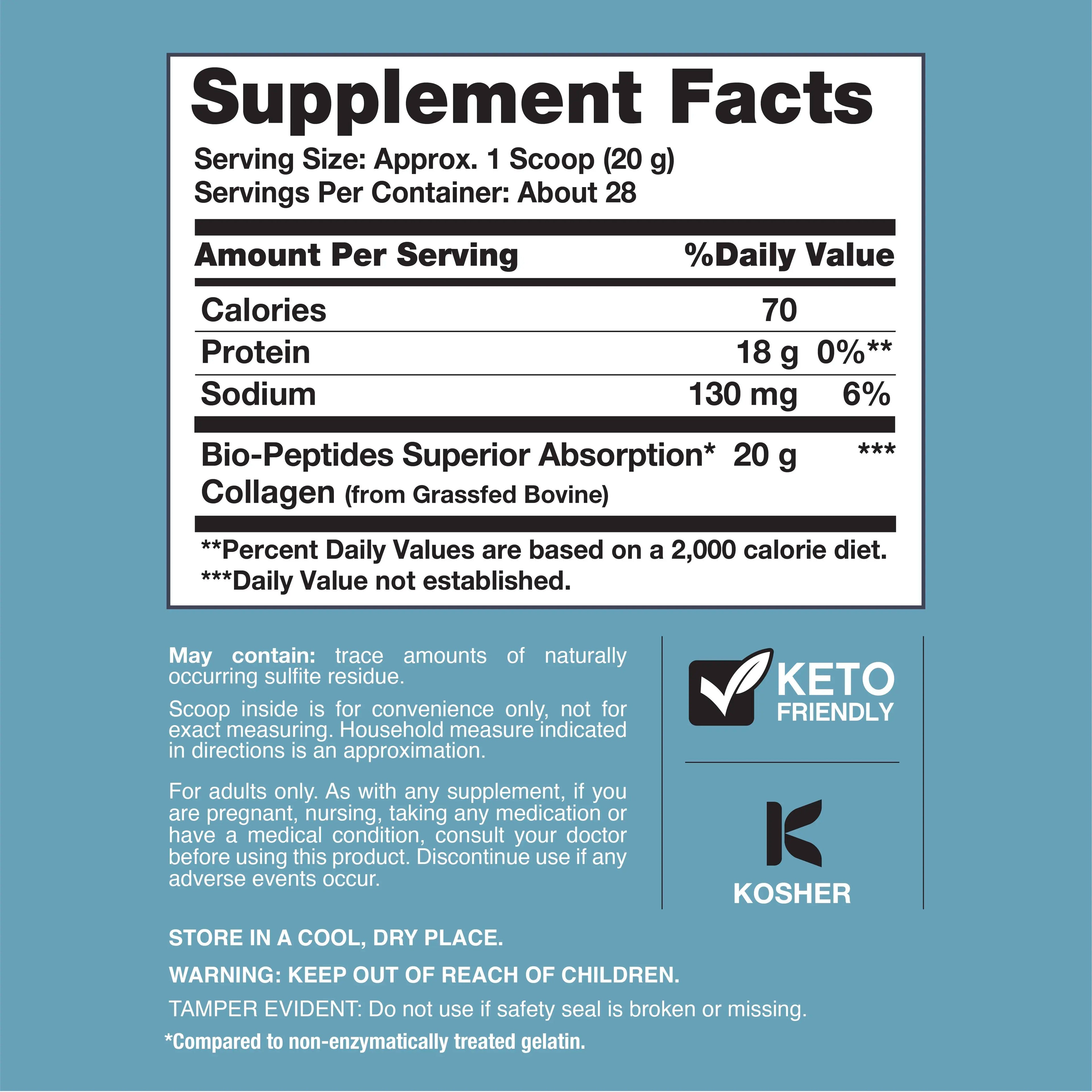NeoCell Collagen Peptides Powder 20oz - Grassfed Protein Supplement - Advanced with 18 Essential Amino Acids