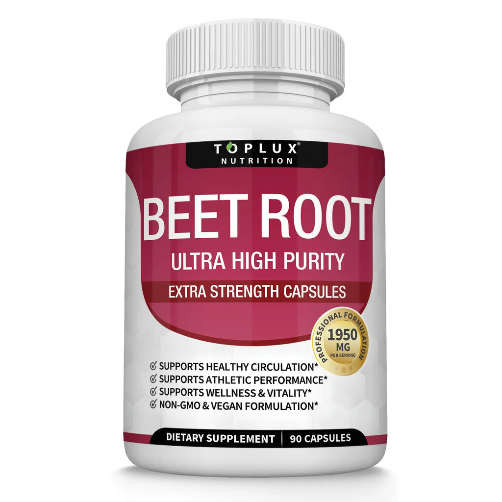Organic beet root capsules - beetroot for blood flow and circulation, energy and overall health