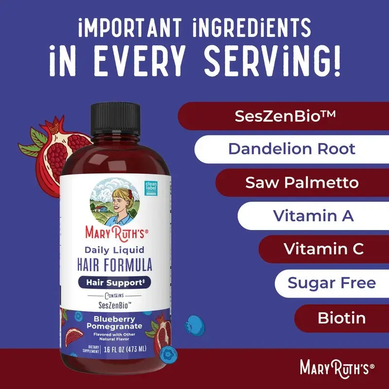 MaryRuth’s Hair Care & Wellness Bundle – Daily Liquid Hair Formula 16 oz & Liquid Morning Multivitamin + Hair Growth Peach Mango