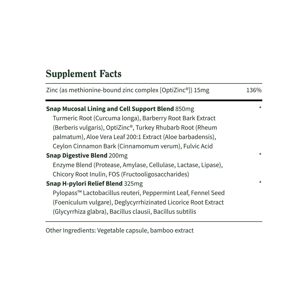 Snap Supplements - Gut Health - 30 Servings - Natural Supplement Capsules Edible Dietary