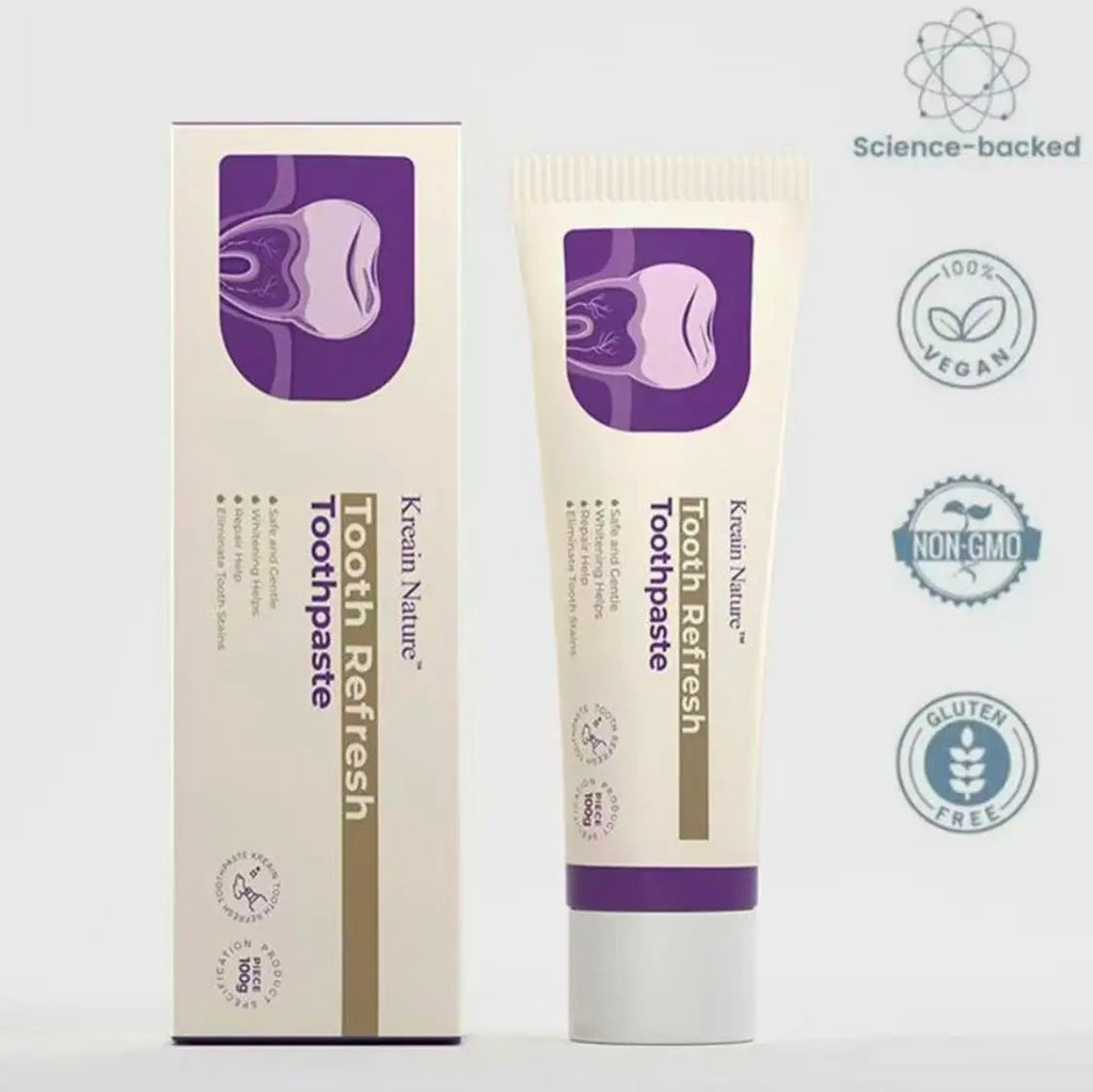 Kreain Nature Tooth Refresh Toothpaste for Fresh Breath Natural Ingredients Gentle Care Whitening Helps Repair Stains Eliminate Stains.