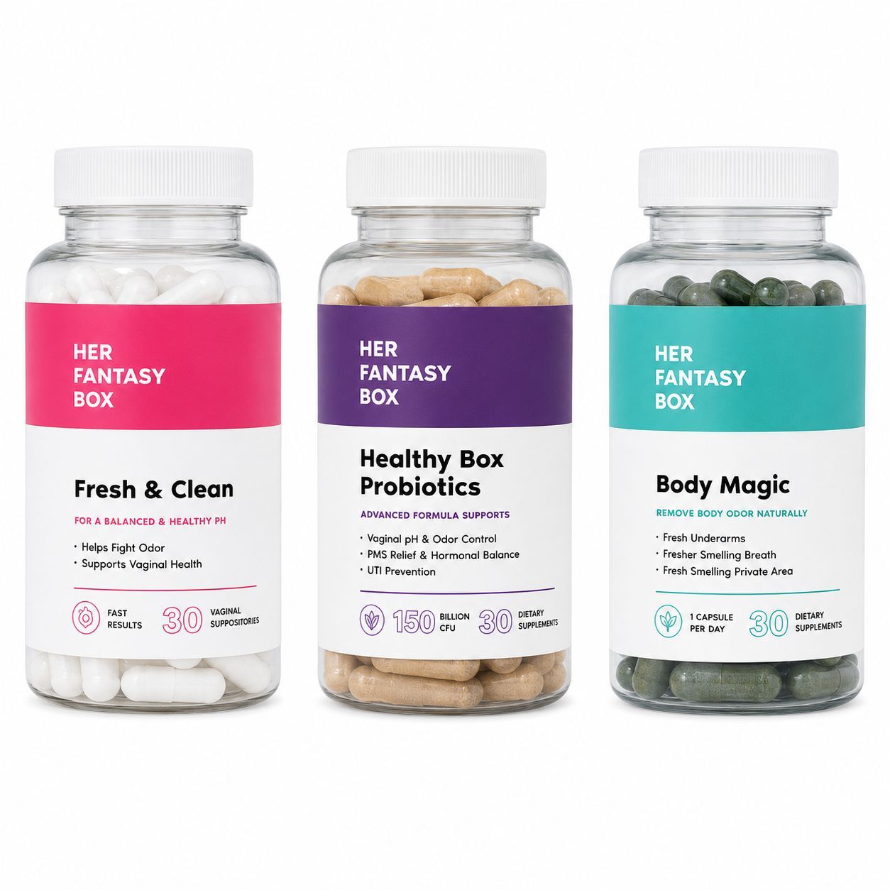 Body Magic Chlorophyll Pill - For Body Odor, Detox & Skin Body Magic Chlorophyll Pill - For Body Odor, Detox & Skin The Balance Bundle - Feminine Hygiene Self Care Products Her Fantasy Box - Boric Acid pH Balancing Vaginal Suppository (30 Count)