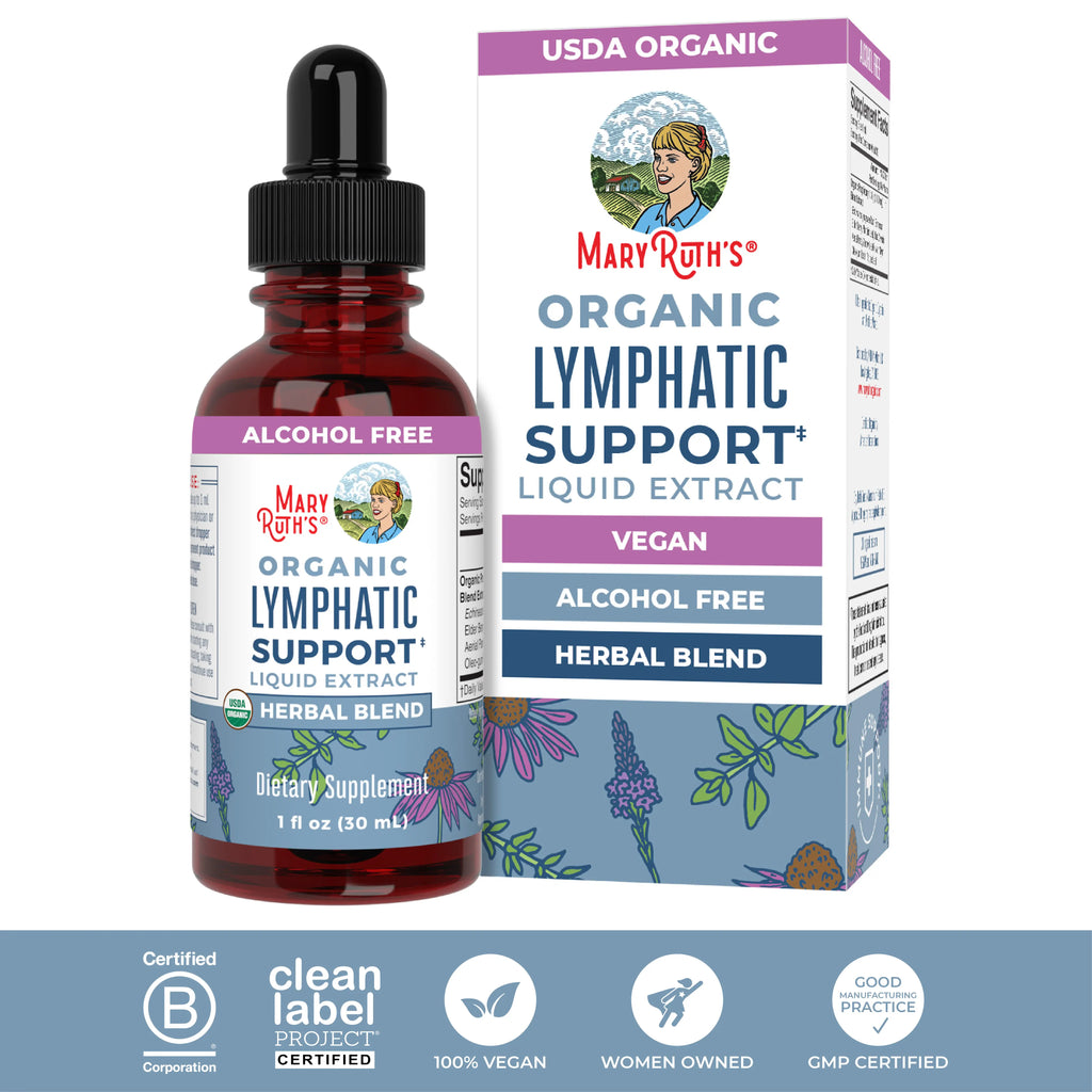 MaryRuth's Lymphatic Support Herbal Blend Liquid Drops - USDA Organic - Echinacea & Elderberry - Blue Vervain - Vegan - 30 Servings