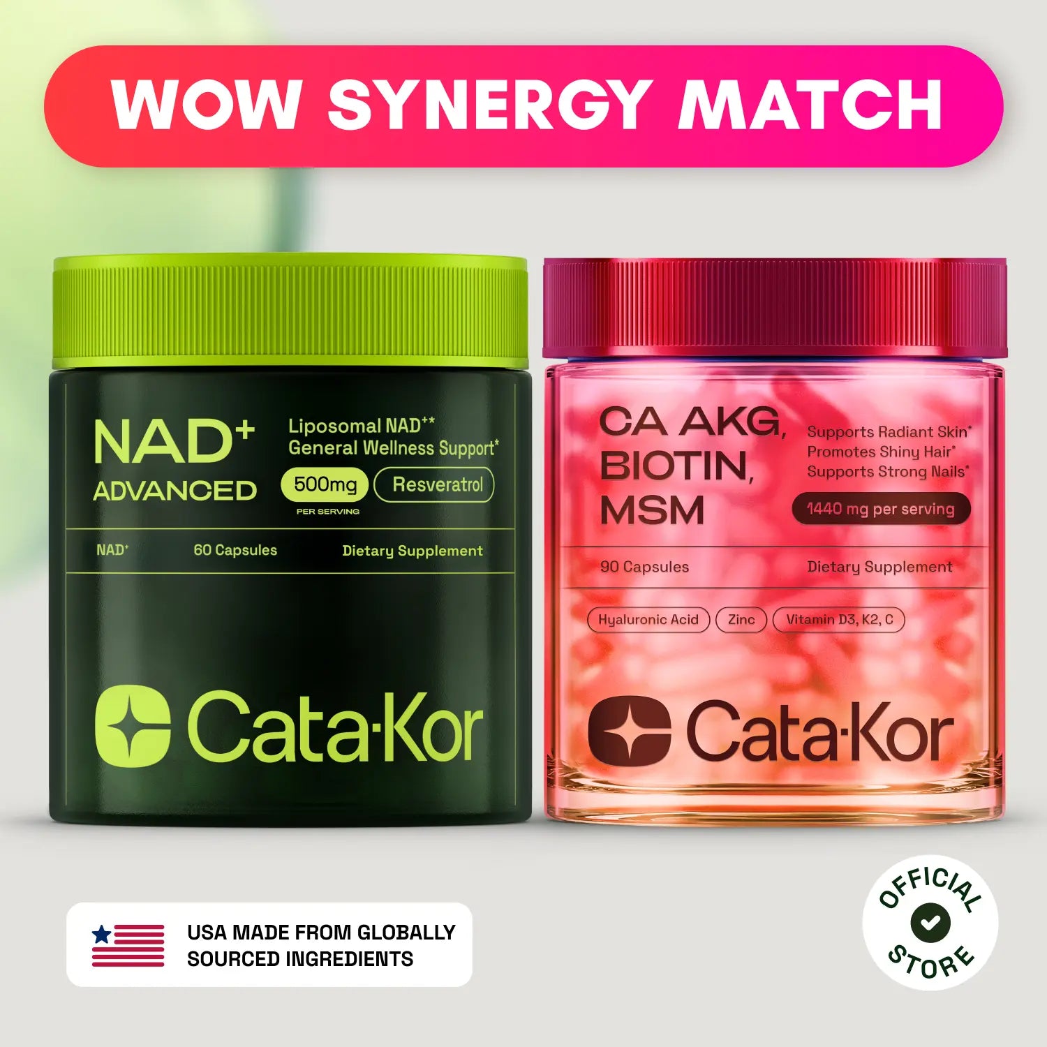 Cata-Kor NAD+ & Skin, Hair, Nails Bundle - Supplement for Beauty & Energy Antioxidant Complex Optimum