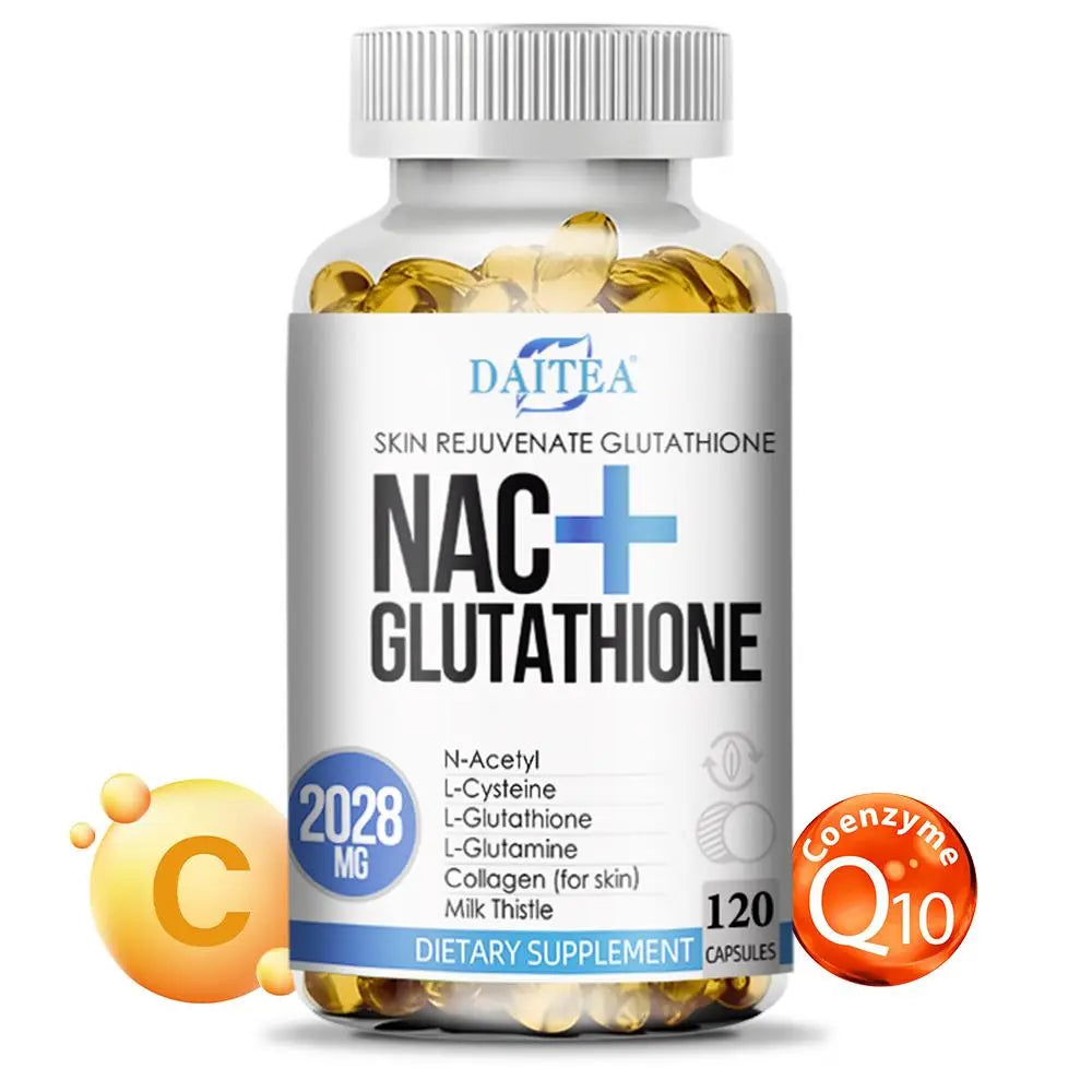 Daitea NAC + Glutathione Health Supplement, Supports Liver Health, Supports Skin Health,120 Capsules