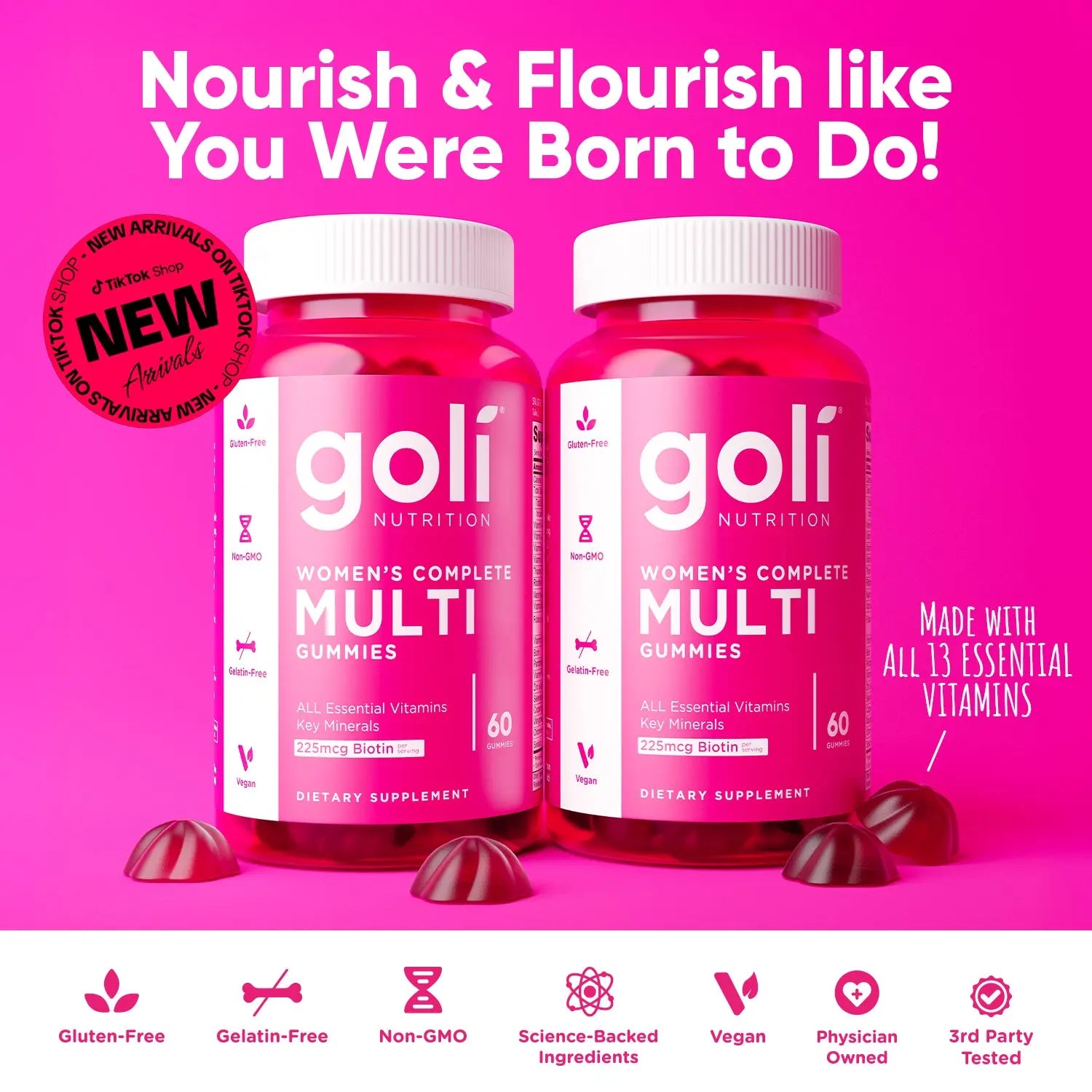 1 Bottle of Women's Complete Multi Gummies. Gluten-Free, Vegan, Non-GMO, and Gelatin-Free.