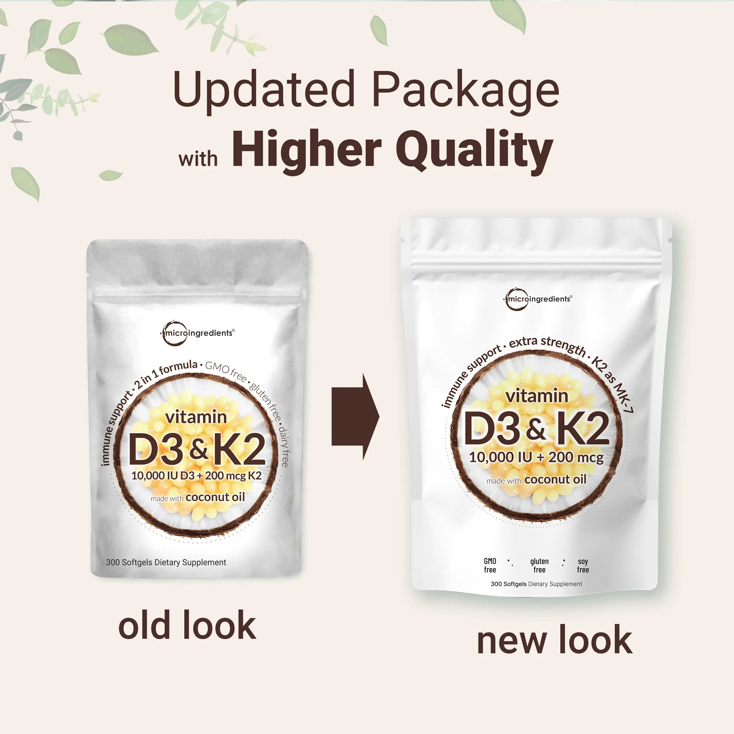 Micro Ingredients Vitamin D3 K2 Supplement Softgels