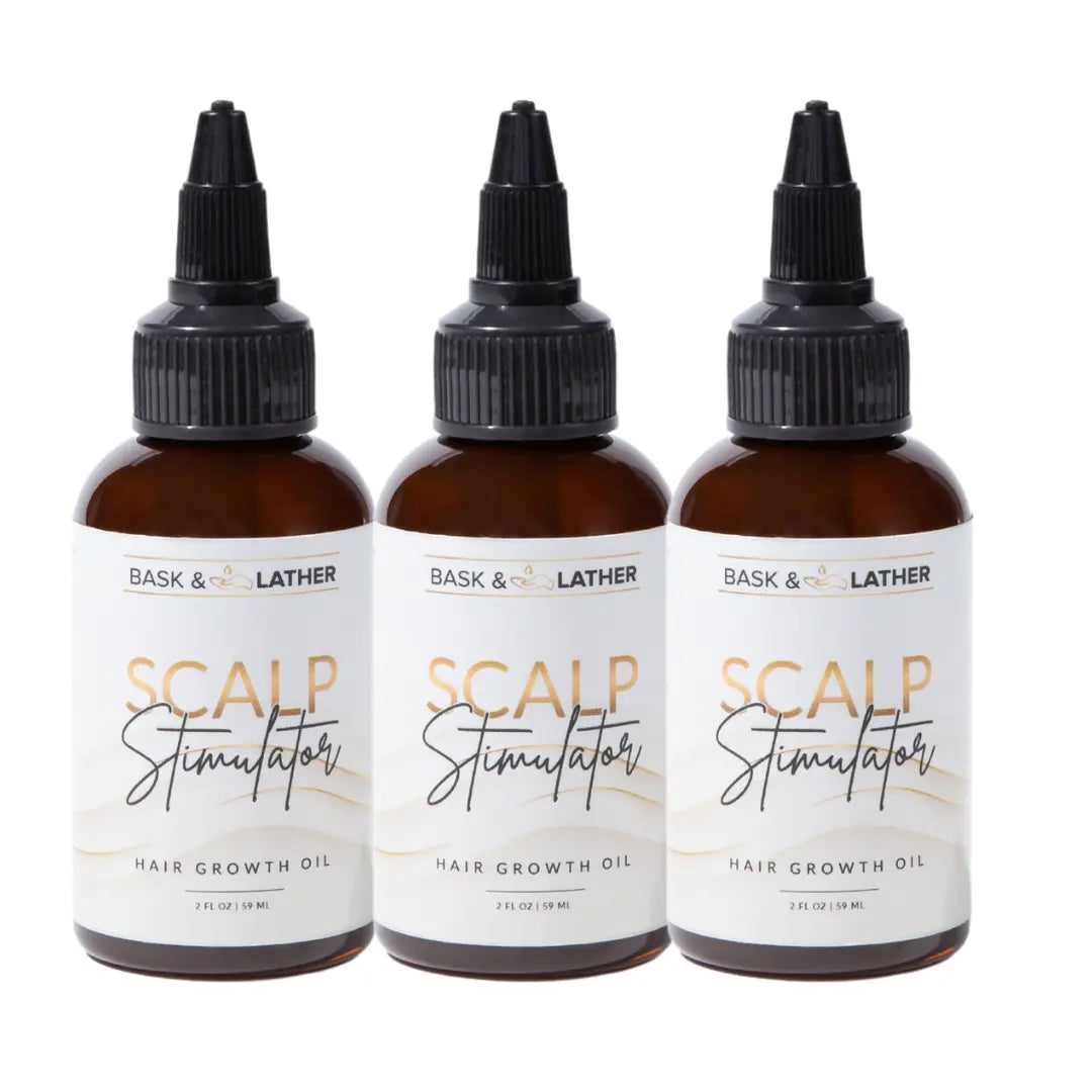 BASK AND LATHER Scalp Stimulator Hair Growth Oil - Lightweight Rosemary & Mint Blend for Thicker, Fuller Hair, Alopecia Support & Hair Regrowth