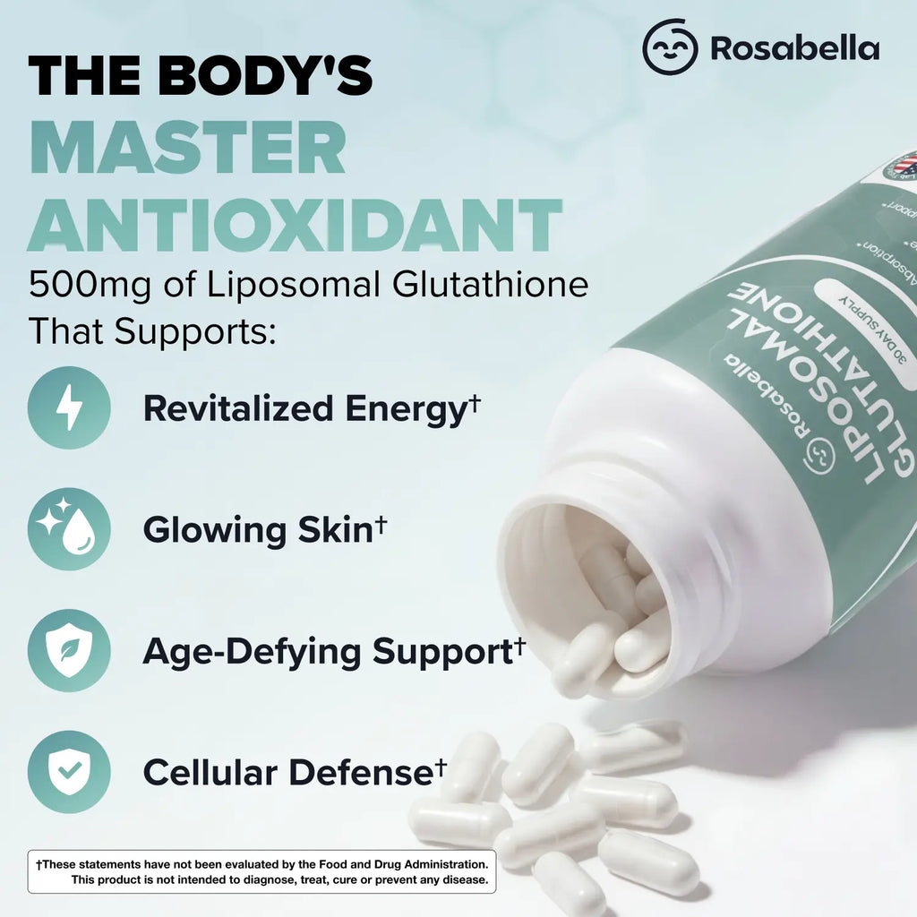 Liposomal Glutathione Capsules – Skin Glow, Immune & Detox Support (60 Count) - Rosabella