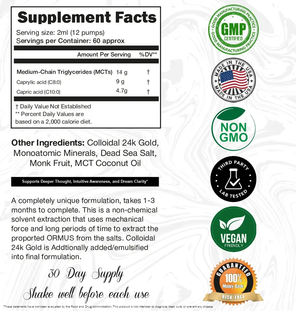I Am Joy: Ormus Gold Oil Monoatomic Helps to Decalcify Pineal Gland, Repair DNA, Increase Manifestation Speed - Rich with Minerals Platinum, Iridium Using Non Chemical Solvent Extraction 4oz
