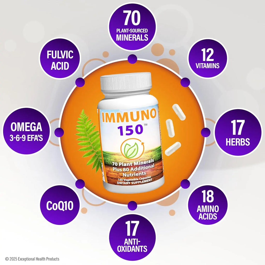 Immune Support Supplement, Packed with 70 Plant Minerals, 13 Essential Vitamins and 68 Additional Nutrients-150 Vegetable Capsules- Immune Boost for All Age Groups