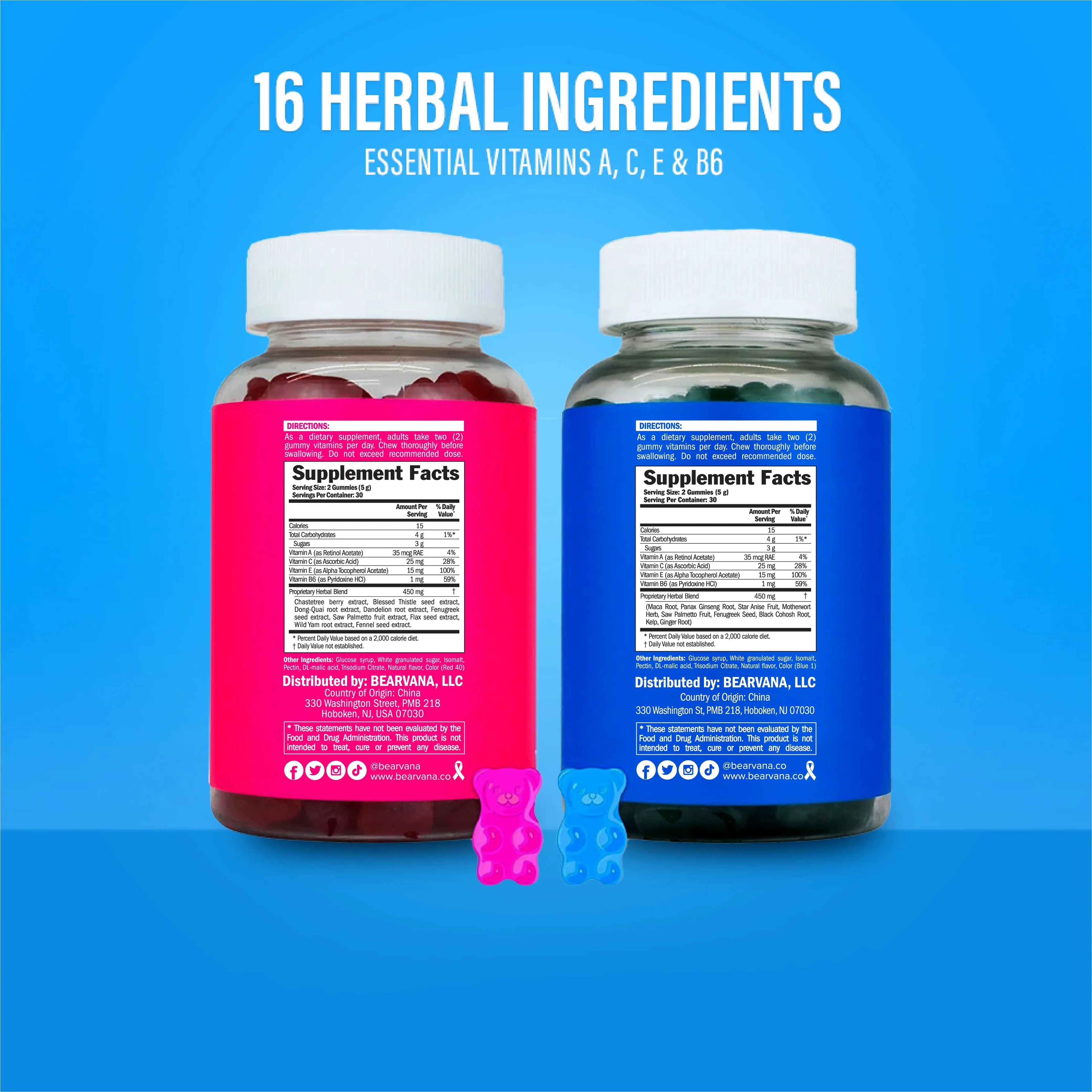 BEARVANA Gummies Combo Pack - Women’s General Wellness Supplement - Berry Flavored - Vitamins and Herbal Ingredients