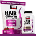 Force Factor Hair Growth Accelerator | Clinically Studied Lustriva for Thicker Stronger Hair, Biotin, Vit C & E, Mixed Berry Soft Chews or Capsules