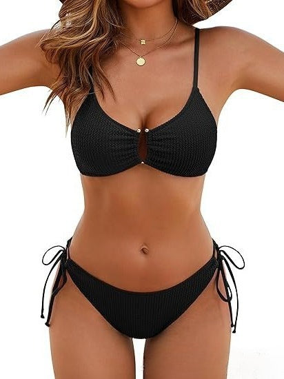 2026 new split bikini swimsuit women's sexy solid color swimsuit