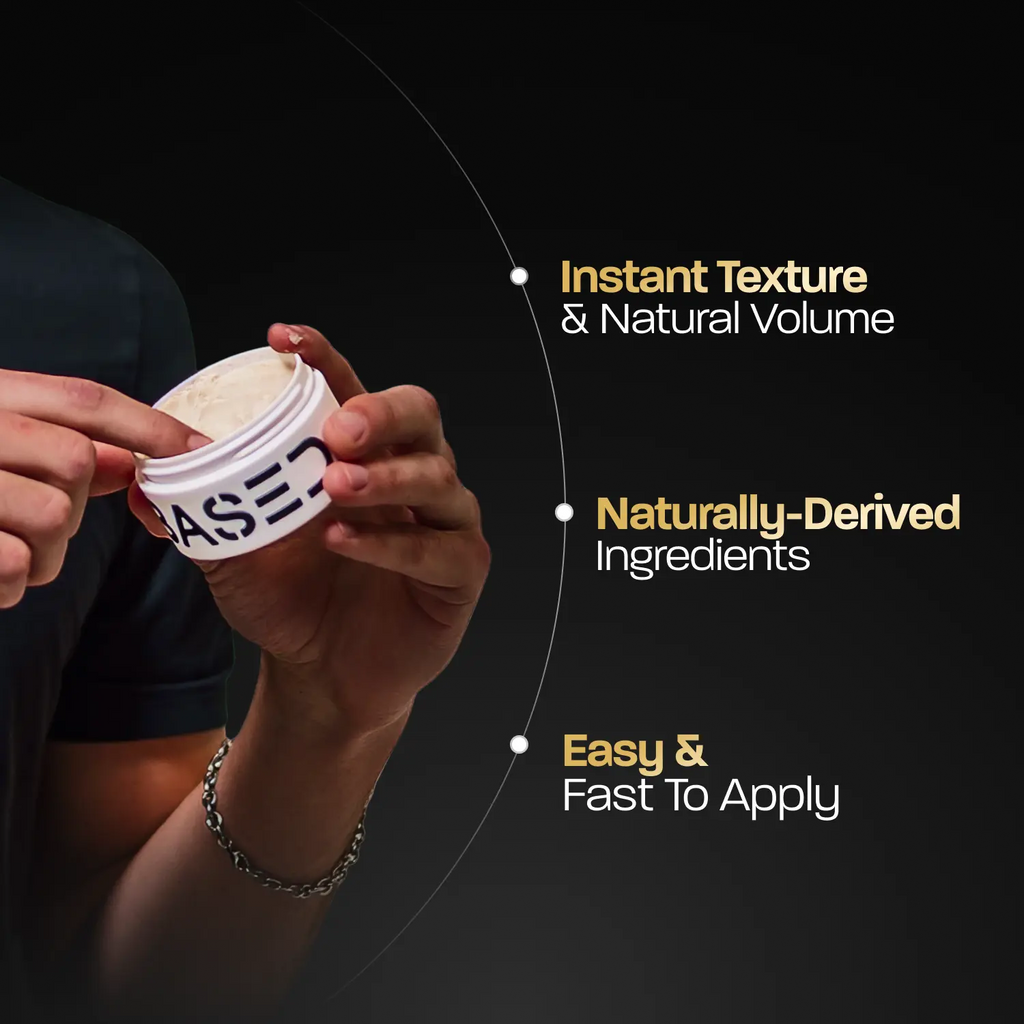 BASED Hair Clay - Strong Hold Matte Finish 3oz Jar Shea Butter Beeswax Essential Clays