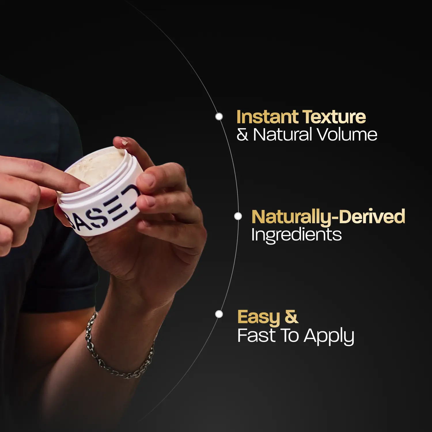 BASED Hair Clay - Strong Hold Matte Finish 3oz Jar Shea Butter Beeswax Essential Clays