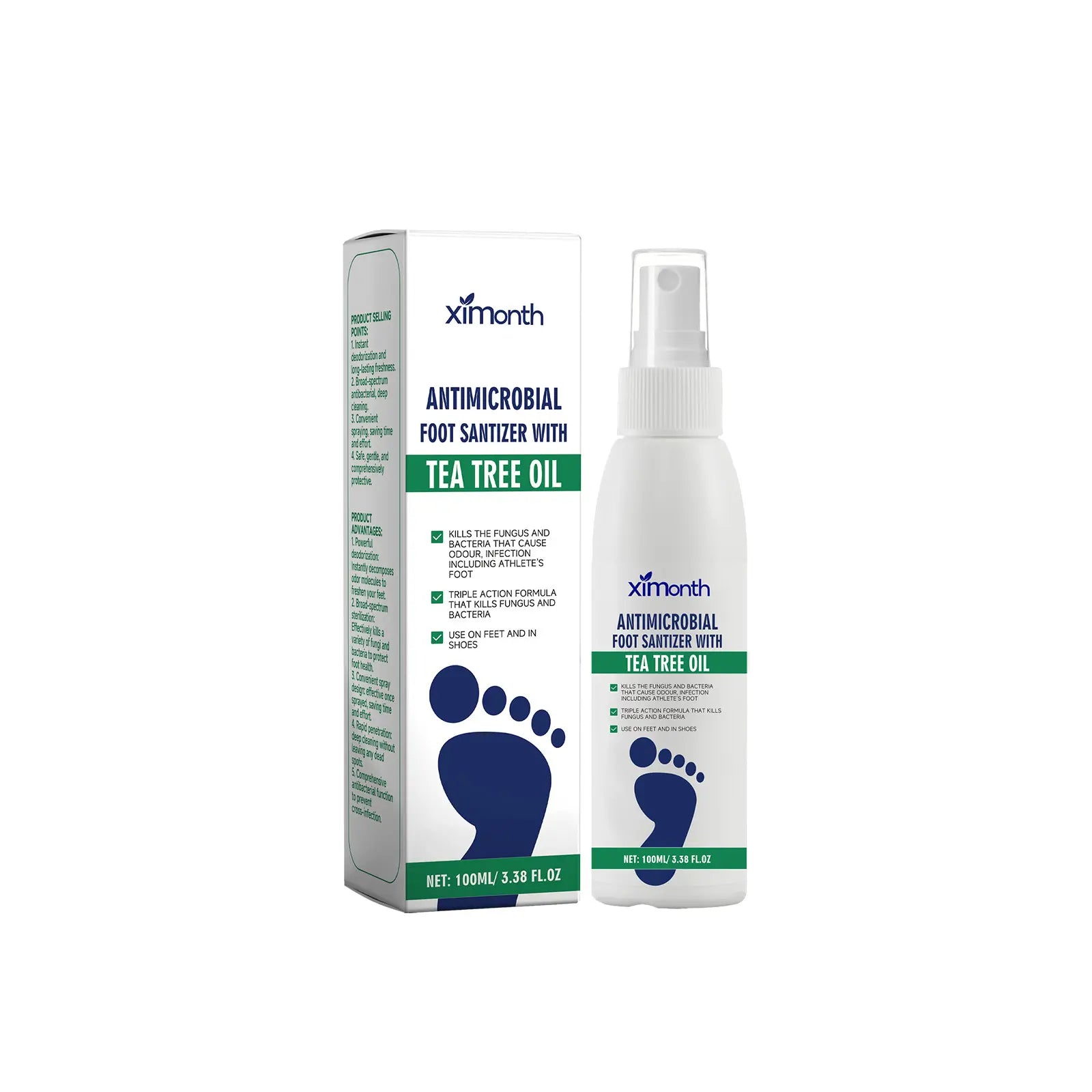 (3 bottles)Tea Tree Oil Foot Spray - Plantar Moisturizing Deodorant for Odor Control & Dry Feet Care, Natural Foot Sanitizer with Antifungal Properties,Ximonth Clear Foot Sanitizer Spray,for Foot & Shoe Freshness