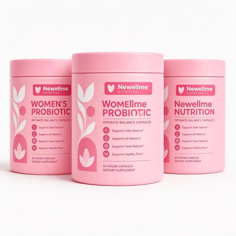 Newellme Women's Balanced Nutritional Probiotic-Prebiotic Capsules - 60 Count (Pack of 1) - Probiotics for Women, Gut Balance, Healthy pH, Odor Control, Healthy Bacteria, Body Health, Capsule Format for Easy Daily Use, Prop 65 Safe Dietary Supplement, Lac