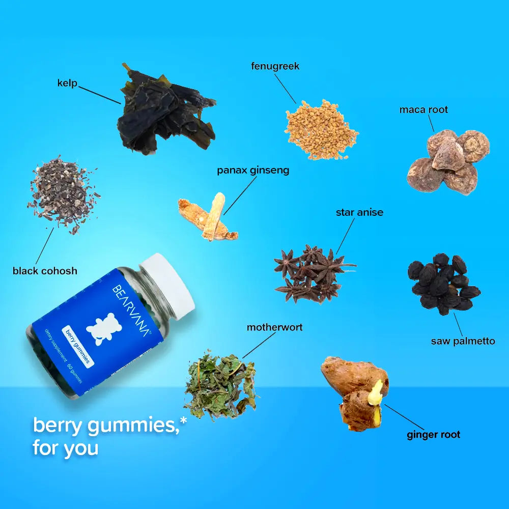 BEARVANA All-In-One Women's Wellness Gummies | 9 Herbal Ingredients + Vitamins A, C, E & B6 | The Daily Gummies Worth the Hype |  Berry Flavor | One Month Supply | 60 Gummies