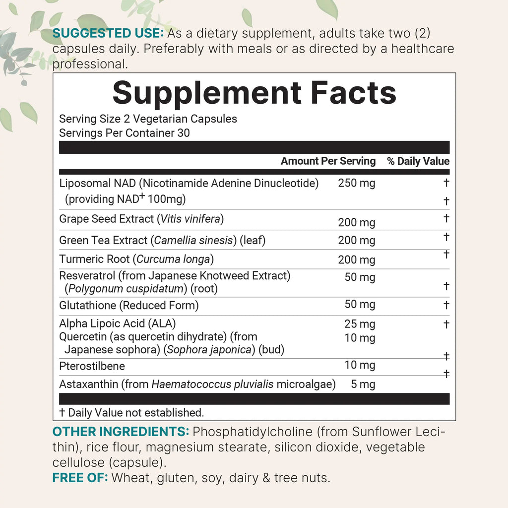Micro Ingredients Liposomal NAD+ Ultimate 1,000mg, 60 Veggie Capsules