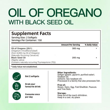 VivoNu Oil of Oregano & Black Seed Oil – Organic Softgels, Carvacrol,Non-GMO